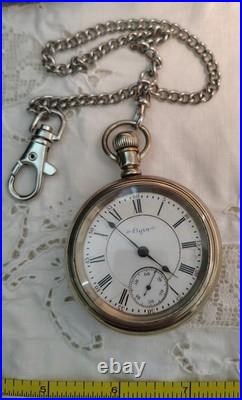 Elgin B. W. Raymond Pocket Watch Silver Case 17 Jewels Manual Roman Numeral Dial