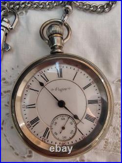 Elgin B. W. Raymond Pocket Watch Silver Case 17 Jewels Manual Roman Numeral Dial