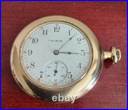 Elgin B&b Royal Case 15 Jewels Gold Pocket Watch. Works On And Off. Needs Fixing