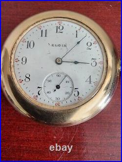 Elgin B&b Royal Case 15 Jewels Gold Pocket Watch. Works On And Off. Needs Fixing