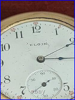Elgin B&b Royal Case 15 Jewels Gold Pocket Watch. Works On And Off. Needs Fixing