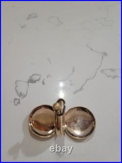 Elgin Blue Face Dial Ladies Pocket Watch Gold Tone Case