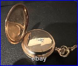 Elgin G. F Hunter Case Pocket watch sz. 0 1908 with 45in matching Sliding Chain