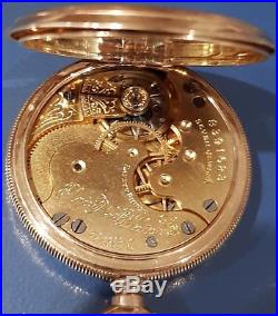 Elgin Gold hunter case pocket watch 6 size in 14k. Manual wind. Fine pre owned