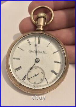 Elgin Grade 74 11j Gold Filled Fahys Montauk #1 Bird Case Pocket Watch RUNS Sz18