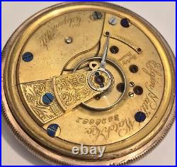 Elgin Grade 74 11j Gold Filled Fahys Montauk #1 Bird Case Pocket Watch RUNS Sz18