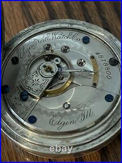 Elgin Hunter Pocket Watch, 1893-C, 18S, 15J, serviced, running, 3.0Oz. Coin case