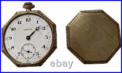 Elgin Medora Octagon pocket watch 21 jewels 14K GF Swiss Railroad ornate case