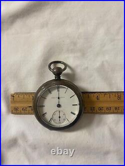 Elgin Nat'l Pocket Watch Co 1800s + Key Silver Coin Case
