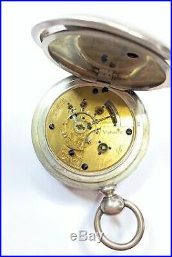 Elgin National Watch Co B W Raymond 4 Oz Coin Silver Case Rare Double Sunk Dial