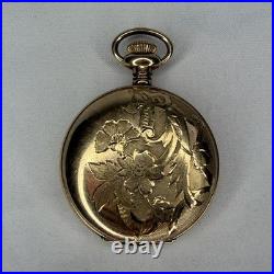Elgin Philadelphia Watch Case Co. Pocket Watch Gold Color Flower Case Design