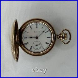 Elgin Philadelphia Watch Case Co. Pocket Watch Gold Color Flower Case Design