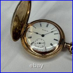 Elgin Philadelphia Watch Case Co. Pocket Watch Gold Color Flower Case Design