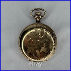 Elgin Philadelphia Watch Case Co. Pocket Watch Gold Color Flower Case Design