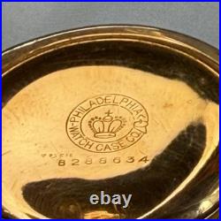 Elgin Philadelphia Watch Case Co. Pocket Watch Gold Color Flower Case Design