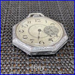 Elgin Pocket Watch 12s 15j Octagon Star W. C. Co Emperor Quality Silver Tone Case