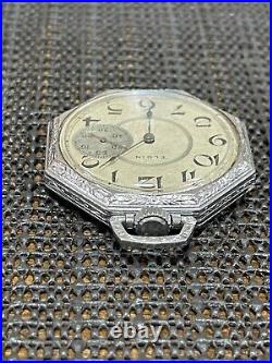 Elgin Pocket Watch 12s 15j Octagon Star W. C. Co Emperor Quality Silver Tone Case