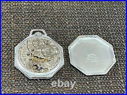 Elgin Pocket Watch 12s 15j Octagon Star W. C. Co Emperor Quality Silver Tone Case