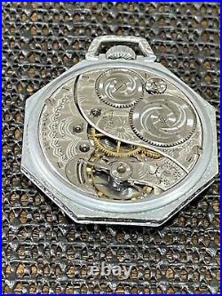 Elgin Pocket Watch 12s 15j Octagon Star W. C. Co Emperor Quality Silver Tone Case