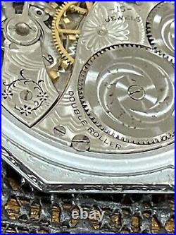 Elgin Pocket Watch 12s 15j Octagon Star W. C. Co Emperor Quality Silver Tone Case