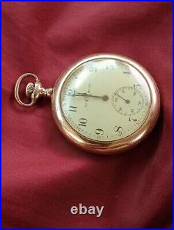 Elgin Pocket Watch 14K RGP 25 Years Guarantee case Made USA? Runs