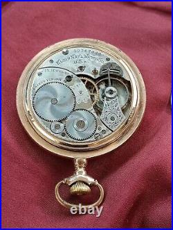 Elgin Pocket Watch 14K RGP 25 Years Guarantee case Made USA? Runs