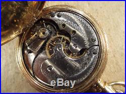 Elgin Pocket Watch, 14k Solid Gold & Diamond/Ruby/Sapphire Case, 0s 13j, 45.6g