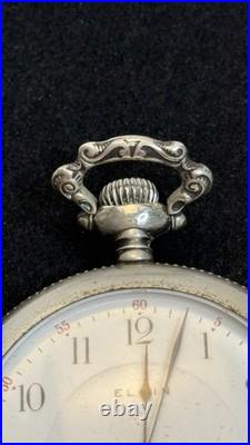 Elgin Pocket Watch 17 Jewels Antique 1911 Silver Case Illinois