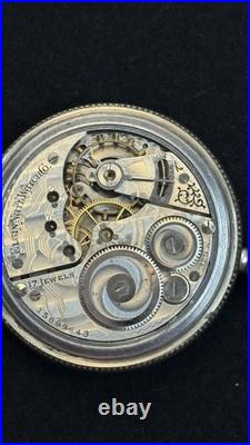 Elgin Pocket Watch 17 Jewels Antique 1911 Silver Case Illinois