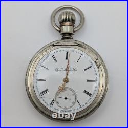 Elgin Pocket Watch 18s 11J Grade 74 Model 5 (1889) Runs Nickel Elgin Case