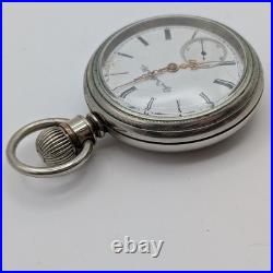 Elgin Pocket Watch 18s 11J Grade 74 Model 5 (1889) Runs Nickel Elgin Case