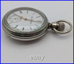 Elgin Pocket Watch 18s 11J Grade 74 Model 5 (1889) Runs Nickel Elgin Case