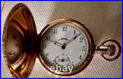 Elgin Pocket Watch Gold Hunting Case Serial 8616764 Circa 1900 Runs Good Read