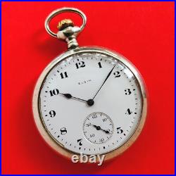 Elgin Pocket Watch Mechanical White Porcelain Dial Vintage Screwdown Case