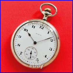 Elgin Pocket Watch Mechanical White Porcelain Dial Vintage Screwdown Case