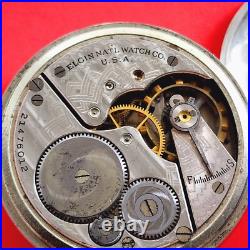 Elgin Pocket Watch Mechanical White Porcelain Dial Vintage Screwdown Case