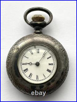 Elgin Pocketwatch Fahys No 1 Coin Silver Case Gilt Bird Ladies Watch