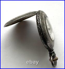 Elgin Pocketwatch Fahys No 1 Coin Silver Case Gilt Bird Ladies Watch