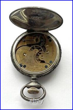 Elgin Pocketwatch Fahys No 1 Coin Silver Case Gilt Bird Ladies Watch