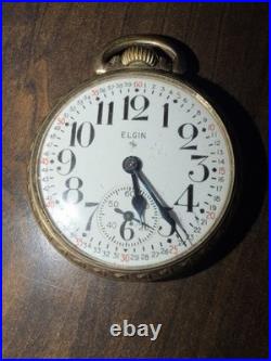 Elgin S73 Pocket Watch 17 Jewel 10K Gold Filled Case Vintage
