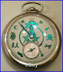 Elgin Scarce R. R. Father Time 21 jewel 16S Fancy Masonic Dial (1918) base case