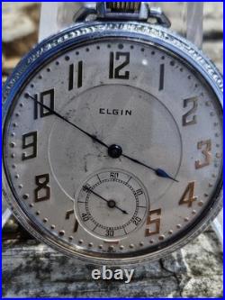 Elgin Size 12 Pocket Watch 15j Serviced With Hand Cleaned Case