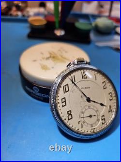 Elgin Size 12 Pocket Watch 15j Serviced With Hand Cleaned Case