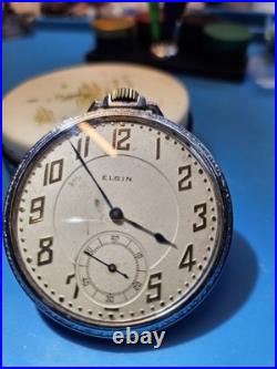 Elgin Size 12 Pocket Watch 15j Serviced With Hand Cleaned Case