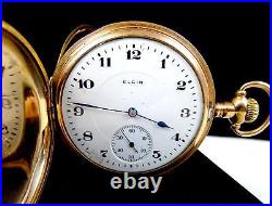Elgin Size 16 Antique Grade 381 Model 6 Hunting Case Working Pocket Watch 1917