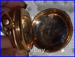Elgin Solid 14k Gold Dbl Hunter AW Co Case 21J 18S 349 Heavy Engraved 133g 1905
