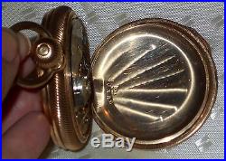 Elgin Solid 14k Gold Dbl Hunter AW Co Case 21J 18S 349 Heavy Engraved 133g 1905