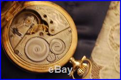 Elgin Solid 14karat Gold Hunting case Antique 16s pocket watch, Porcelain Dial