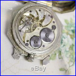 Elgin Sterling Travel Case Pocket Watch Engraved Medora Movement 6j Early 1900s