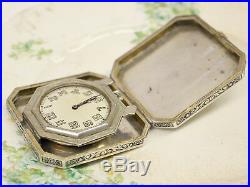 Elgin Sterling Travel Case Pocket Watch Engraved Medora Movement 6j Early 1900s